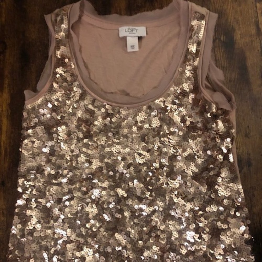 Loft Gold Sequin Tank Top